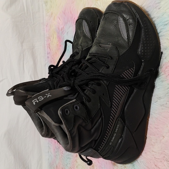 Puma RS-X Hi Top Militia Black Asphalt Grey Running Sneakers Sz.6C (X-107 CRATE) - Picture 6 of 14